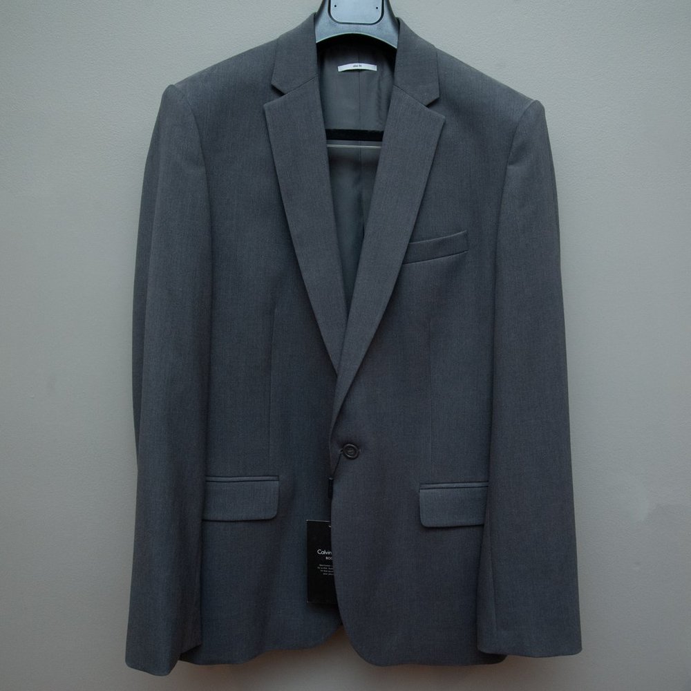 New Calvin Klein Gray Men's Blazer Slim Fit Large